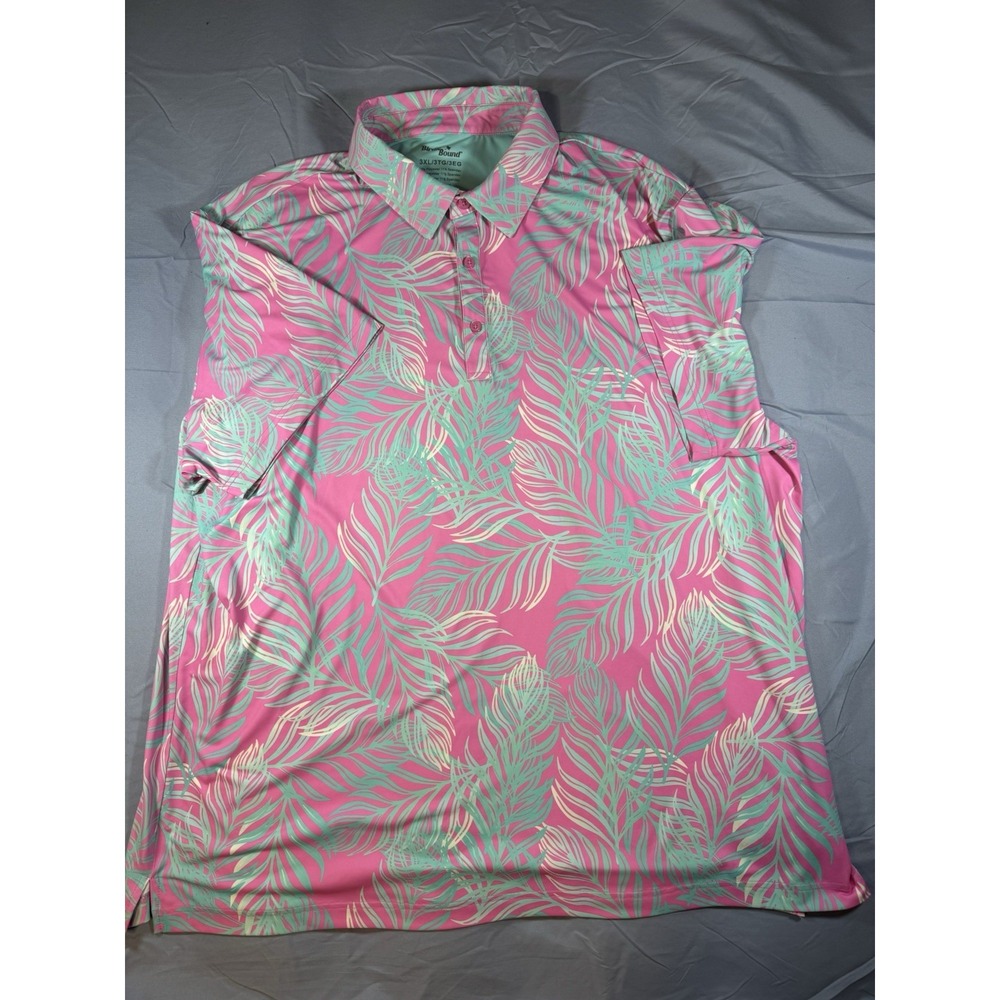 Birdie Bounds Men's Pink Floral Short Sleeves Golf Polo Size 3XL